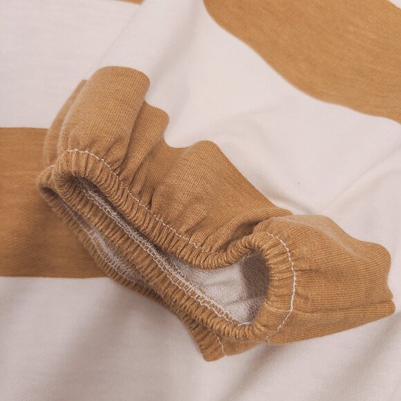 Aerie Women's Small Striped Hoodie Mustard Yellow White Long Sleeve Lightweight - Picture 10 of 13